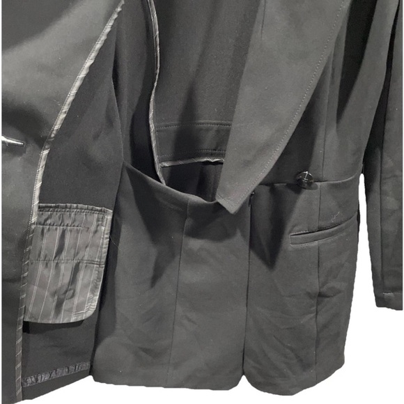 Anthropologie Long-Sleeve V-Neck Blazer Mini Dress Romper In Black Size 2 - Picture 5 of 6